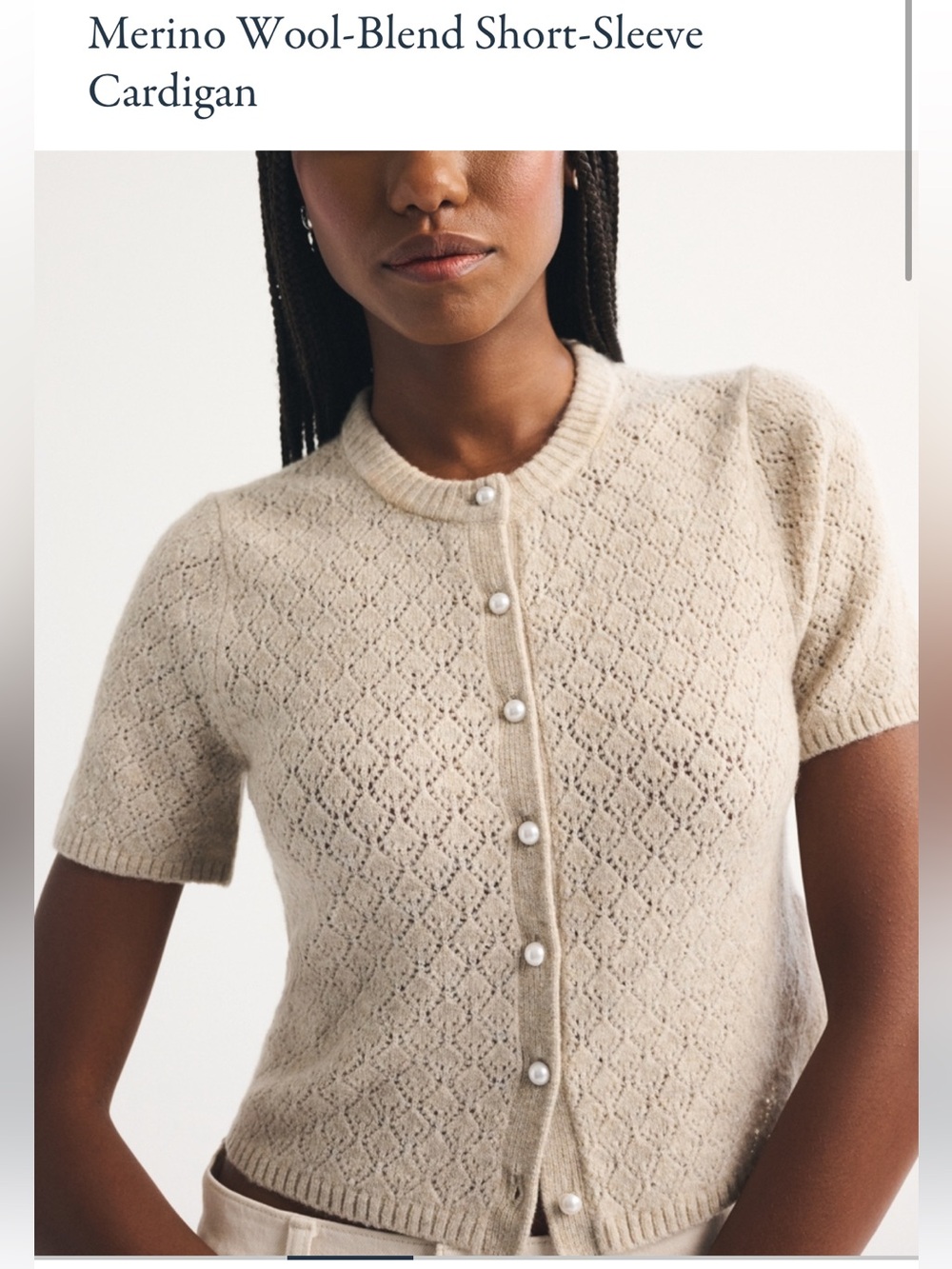 Abercrombie Merino Wool Blend Short Sleeve Cardigan